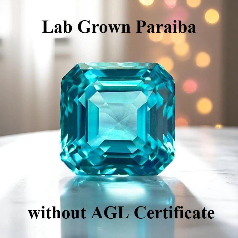 Lab Grown Paraiba Asscher Cut Charms Gemstone Extremely Shiny Quality Advanced Jewelry Making Materials AGL Certificate