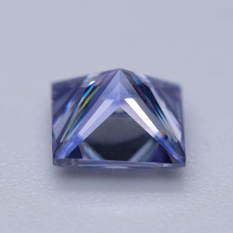 Moissanite Gemstone Princess Cut Lavender color Lab Grown Diamond Advanced Jewelry Making Materials with GRA Certificate
