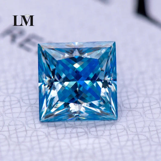 Moissanite Gemstone Princess Cut Ice Blue color Lab Grown Diamond Advanced Jewelry Making Materials with GRA Certificate