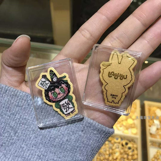 999 pure gold labubu cartoon colored gold mobile phone sticker