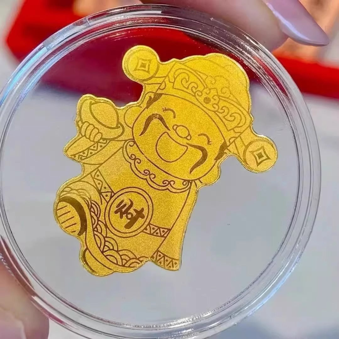 Gold 999 pure gold 2mg mobile phone sticker, a gift of the God of Wealth for getting rich