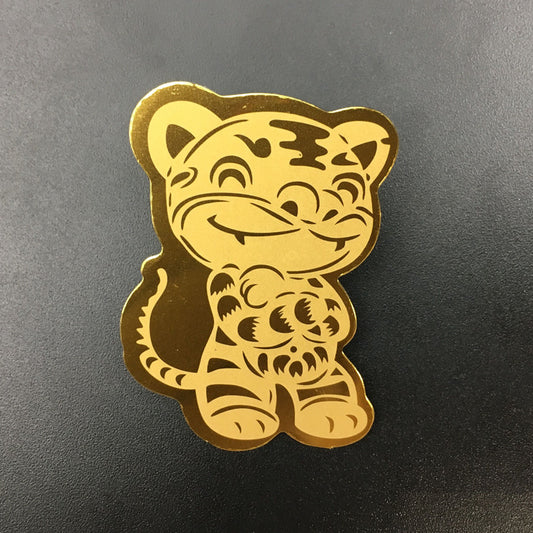 Gold phone sticker with the Chinese Zodiac Tige