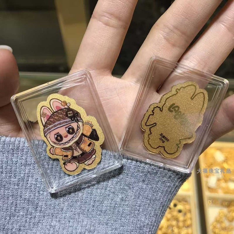 999 gold labubu labubu cartoon color gold mobile phone sticker 999 Halloween pumpkin