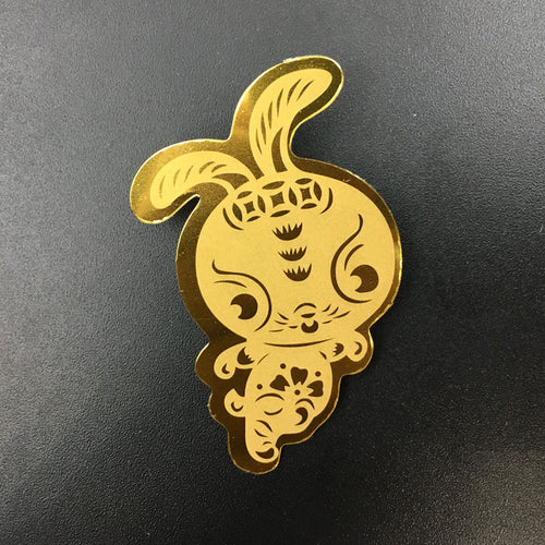 Gold phone sticker with the Chinese zodiac sign Rabbit