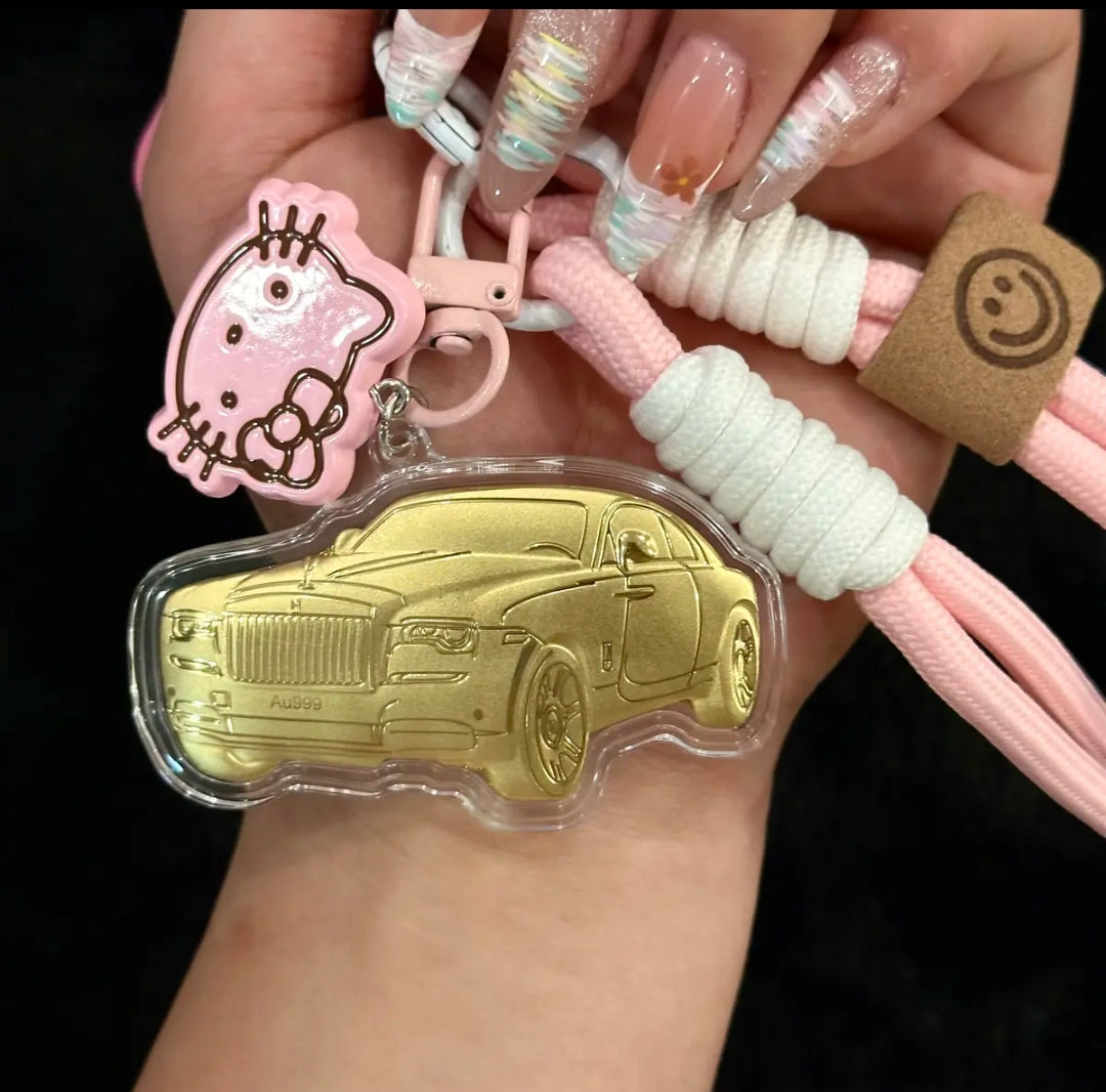 Car, house, money, gold mobile phone stickers, bag keychains, pure gold pendants, birthday gifts, gifts for girls, souvenirs