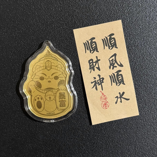 Gold mobile phone sticker snowman fortune cat