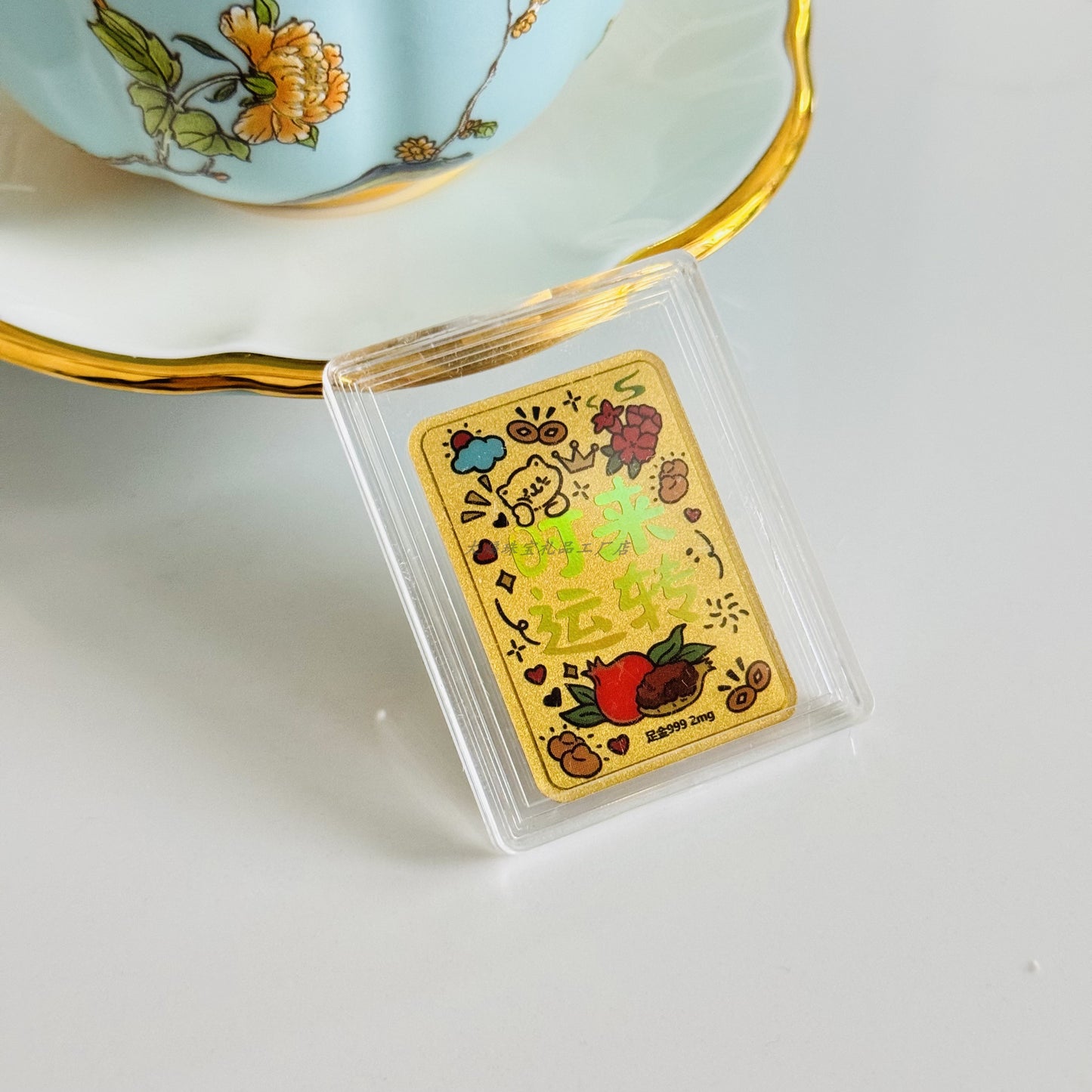 Gold color mobile phone sticker with smile