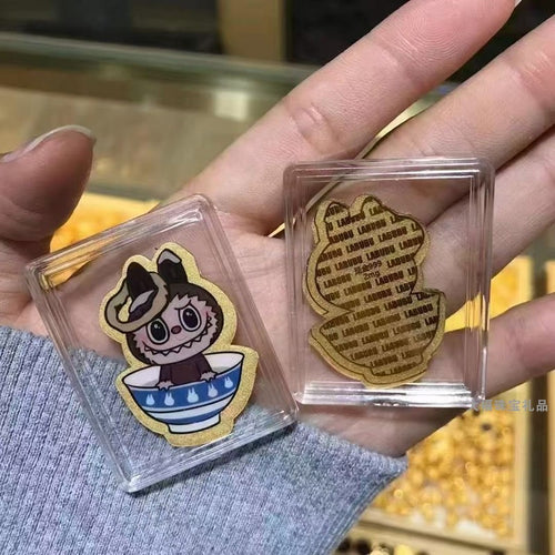 999 pure gold labubu cartoon color gold mobile phone sticker rice bowl