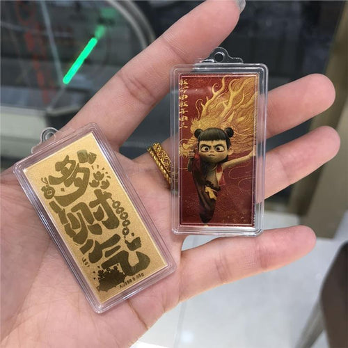 Gold mobile phone sticker Nezha (good fortune)