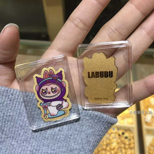 999 pure gold labubu cartoon color gold mobile phone sticker scooter