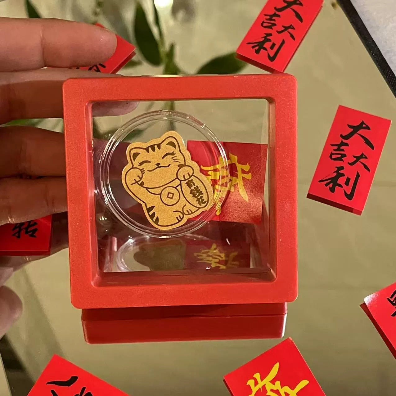 Gold mobile phone sticker with money