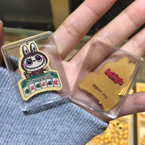 999 pure gold labubu cartoon color gold mobile phone sticker for smooth sailing and good fortune