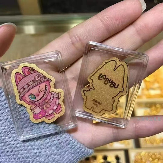 999 pure gold labubu cartoon color gold mobile phone sticker Xiaoxiang
