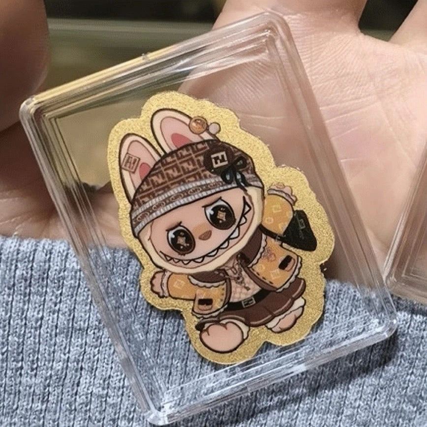 Gold zodiac monkey mobile phone sticker Labubu