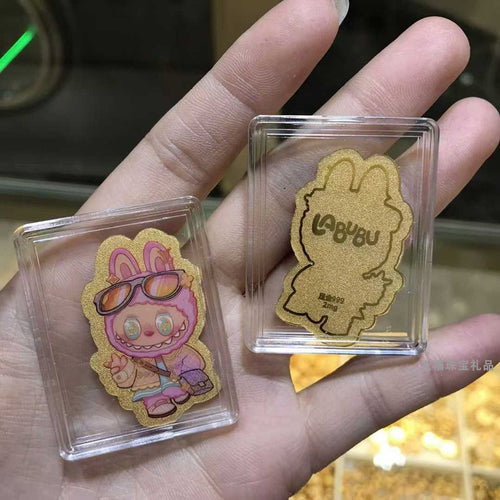 999 pure gold labubu cartoon color gold mobile phone sticker scissor hand