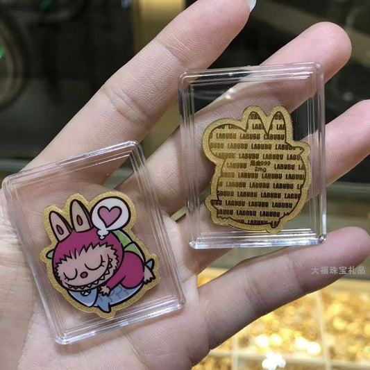 999 pure gold labubu cartoon color gold mobile phone sticker dream