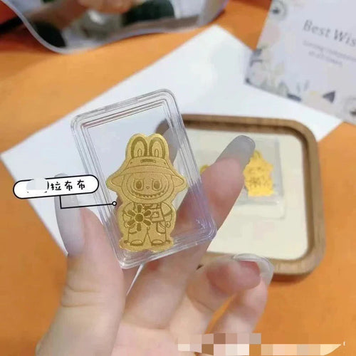 Gold mobile phone sticker third generation Labubu