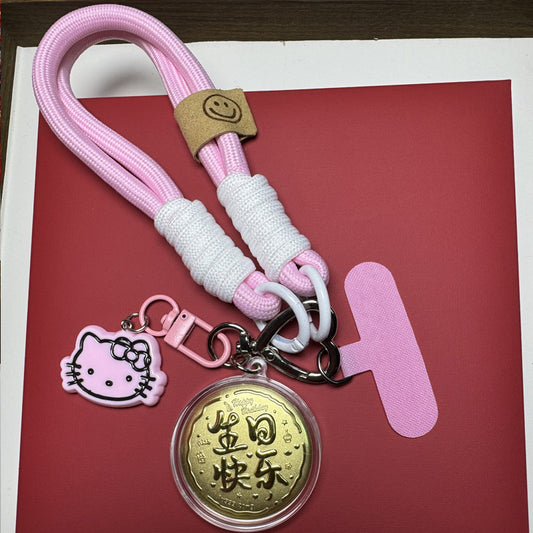 Gold phone sticker Happy Birthday phone strap