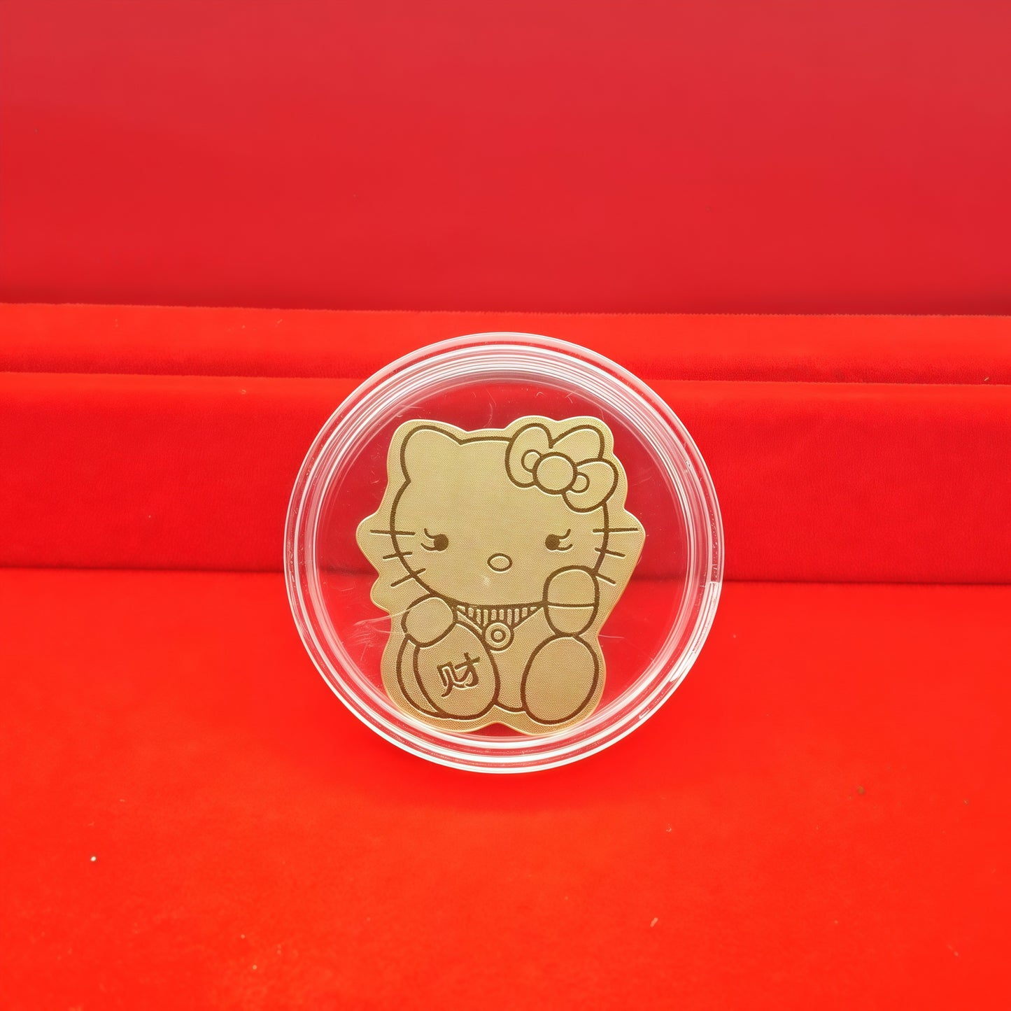 Gold mobile phone sticker with fortune cat