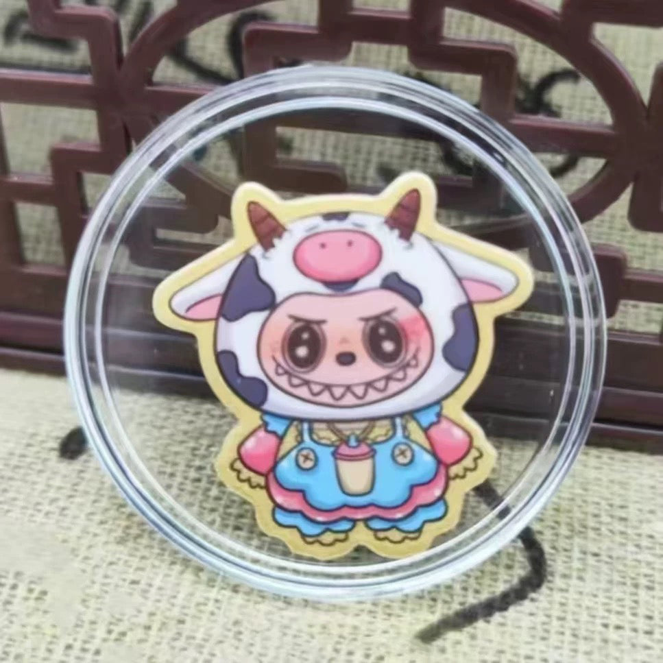 Gold zodiac monkey mobile phone sticker Labubu