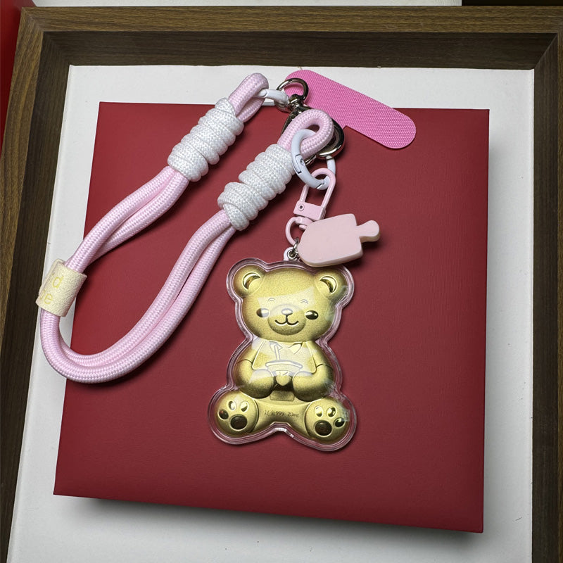 Gold mobile phone sticker and lucky cat mobile phone strap