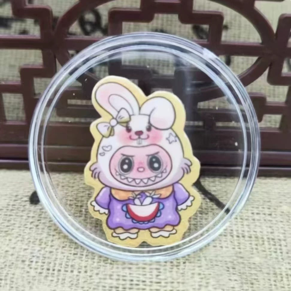 Gold zodiac monkey mobile phone sticker Labubu