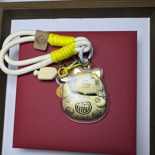 Gold mobile phone sticker and lucky cat mobile phone strap