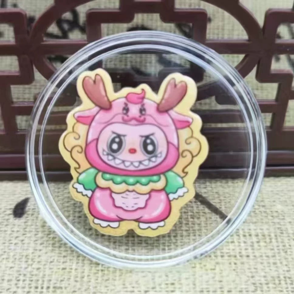 Gold zodiac monkey mobile phone sticker Labubu