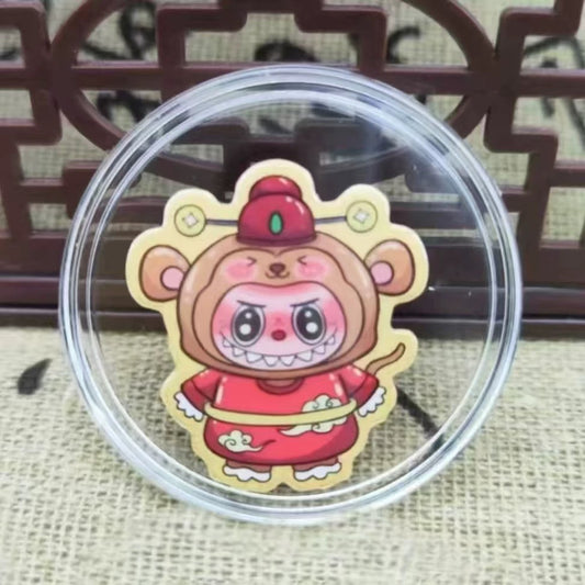 Gold zodiac monkey mobile phone sticker Labubu