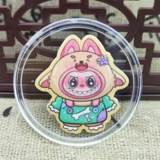 Gold phone sticker zodiac dog style Labubu