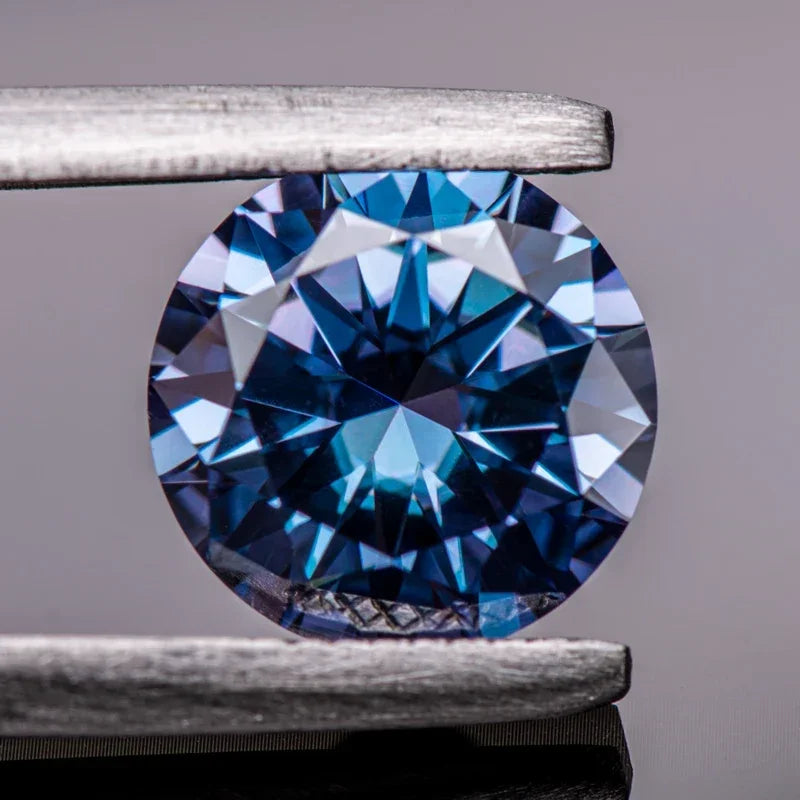 Moissanite Round Cut Sapphire Blue Colored VVS1 Lab Grown Gemstones Jewelry Making Loose Gemstone with GRA Certificate