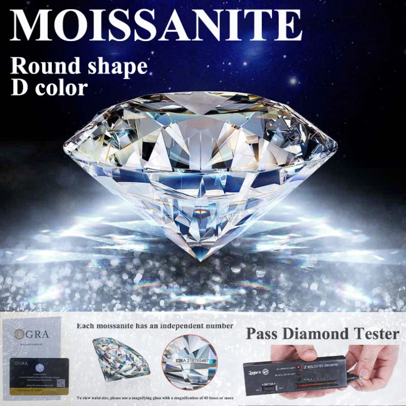 Moissanite Stone D Color Vvs1 Round Cut DIY Charms Ring Necklace Earrings Main Materials with Certificate Wholesale Price