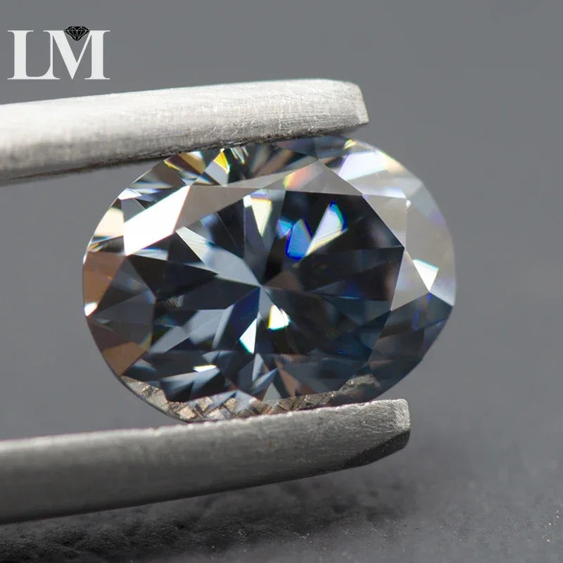 Moissanite Stone Oval Cut Gray Color Gemstone Synthetic Lab Created Heat Diamond DIY Jewelry Making Materials with GRA Report
