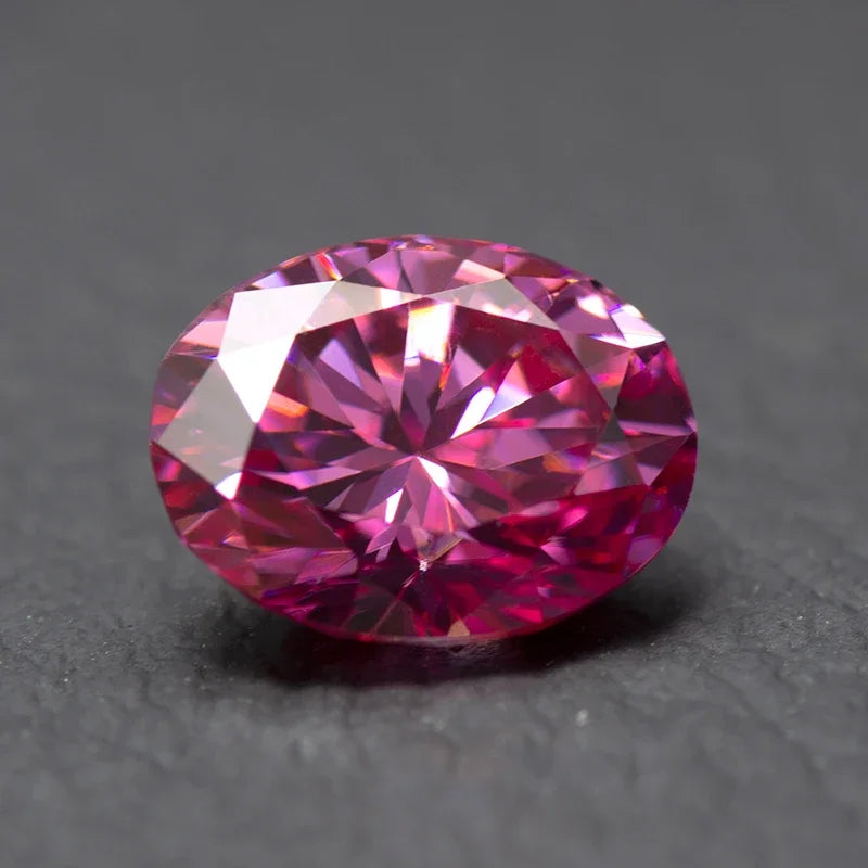 Moissanite Stone Oval Cut Pink Color Lab Created Heat Diamond Gemstone Jewelry Making Materials Comes with GRA Certificate