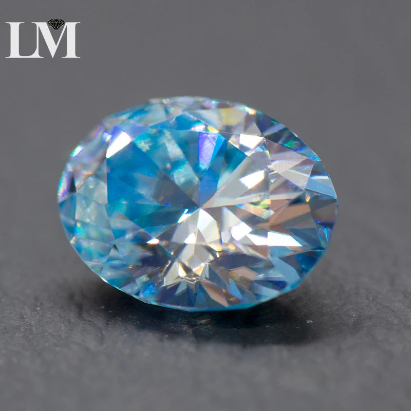 Moissanite Diamond Oval Cut Ice Blue Lab Grown Synthetic Gemstone DIY Jewelry Rings Earrings Making Comes with GRA Certificate