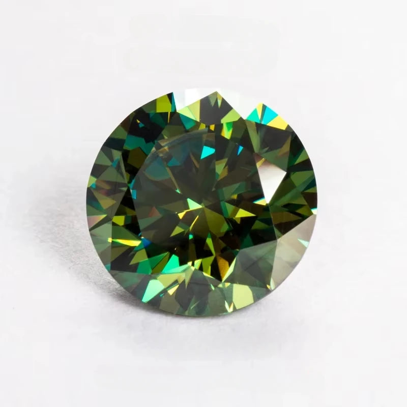 Moissanite Yellow Green Color Round Cut Gemstone for Charms Jewelry Making DIY Ring Necklace Earrings Main Materials Certificate