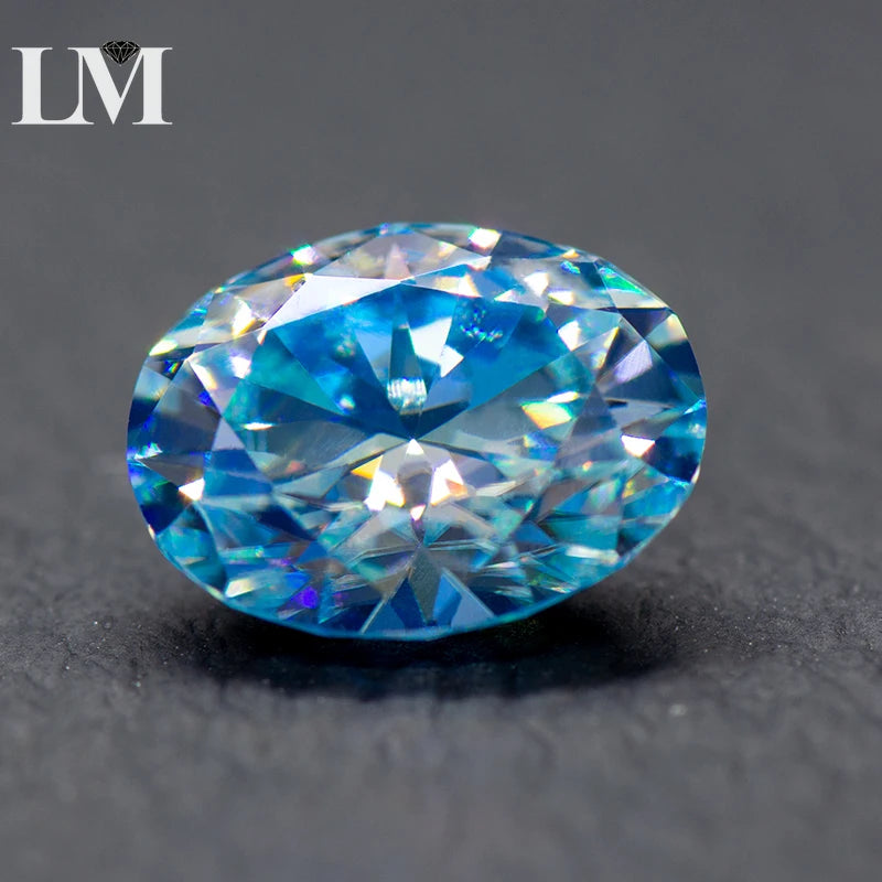 Moissanite Diamond Oval Cut Ice Blue Lab Grown Synthetic Gemstone DIY Jewelry Rings Earrings Making Comes with GRA Certificate