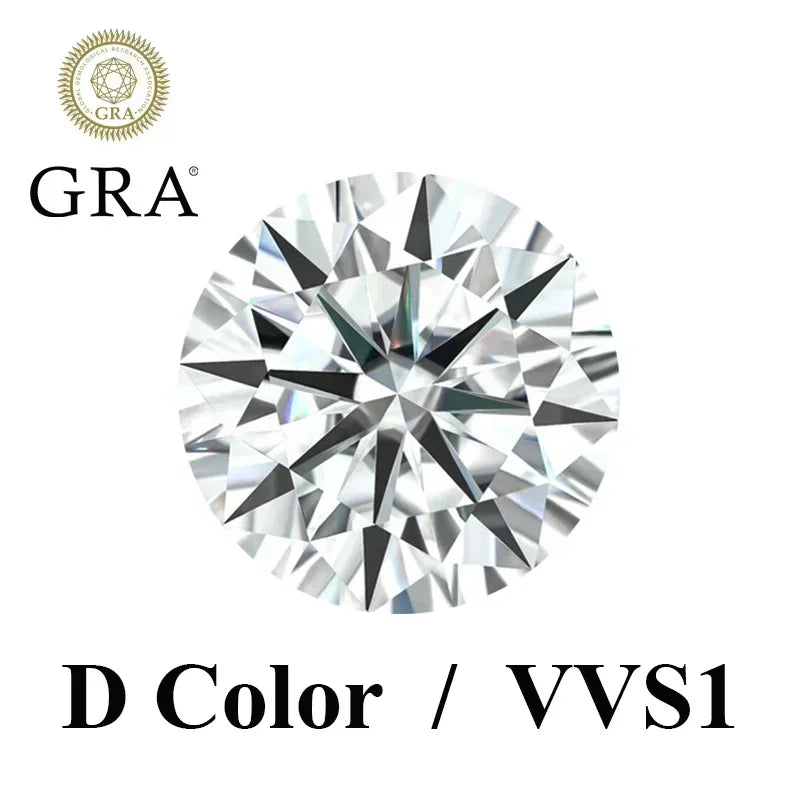 Moissanite Stone Real D Color Vvs1 Round Cut 0.1CT-12CT Wholesale Loose Gemstone for Diy Jewelry Making with GRA Report