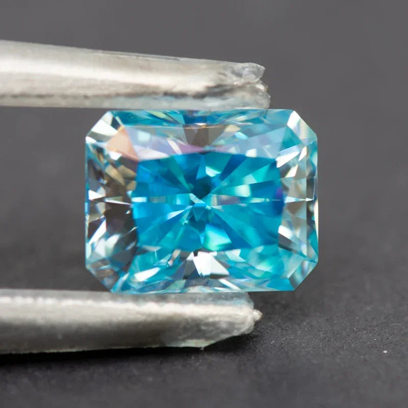 Moissanite Radiant Cut  Aquamarine Color Lab Grown Diamond for Diy Advanced Jewelry Making Materials with GRA Certificate