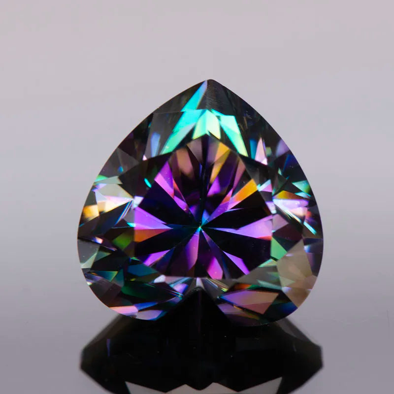 Moissanite Stone Rainbow Green Color Heart Cut Extremely Shiny Quality Advanced Charms Jewelry Rings Earrings Making Certificate