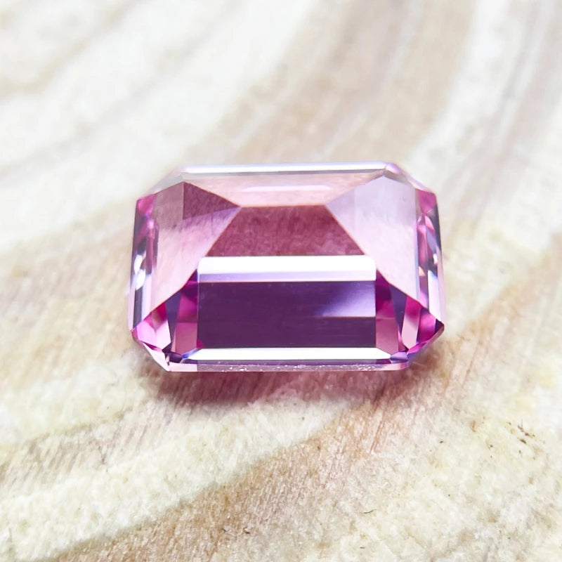 Lab Grown Sapphire Emerald Cut Pink Color  with Certificate for DIY Charms Jewelry Making Materials Factory Wholesale Price
