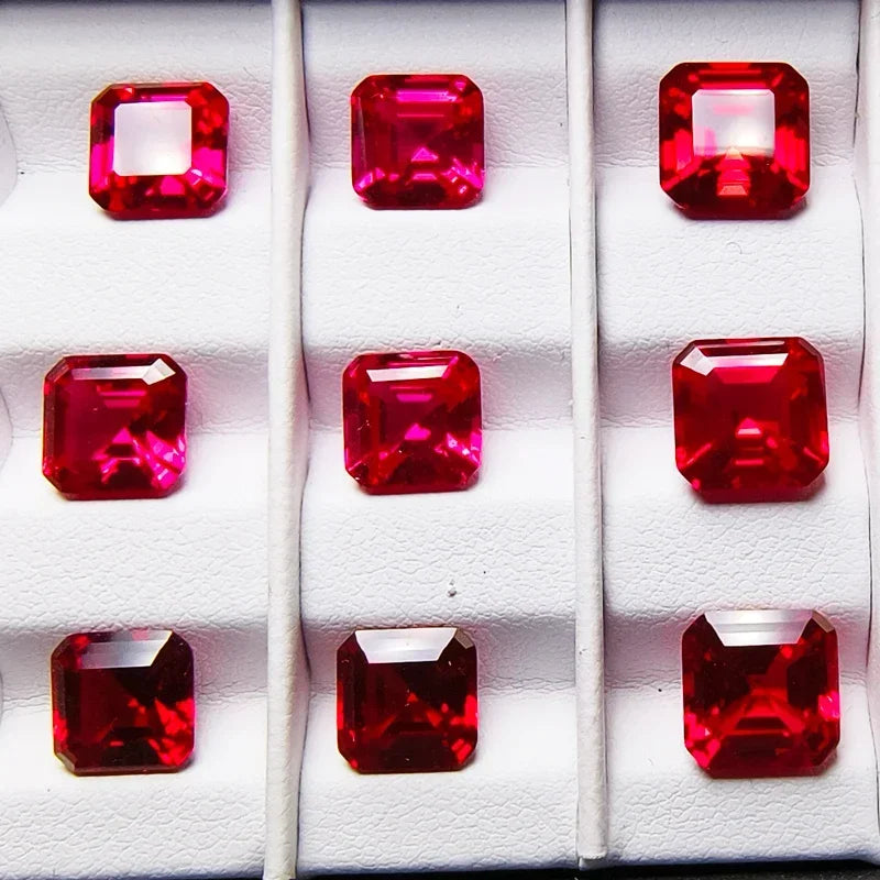 Lab Grown Ruby Pigeon Blood Red Asscher Square Shape Charm Gemstone for Diy Jewelry Making Materials Selectable AGL Certificate