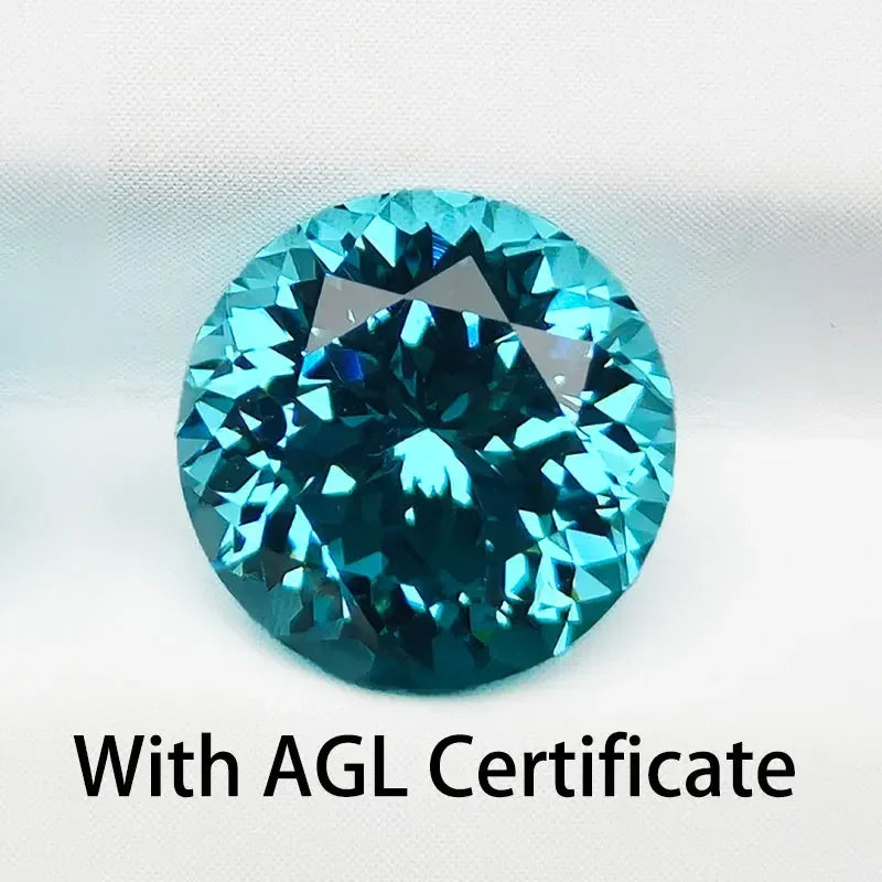 Lab Grown Paraiba Gemstones Round Shape 100 Faceted Cut Charm Beads for Diy Jewelry Making Materials Selectable AGL Certificate