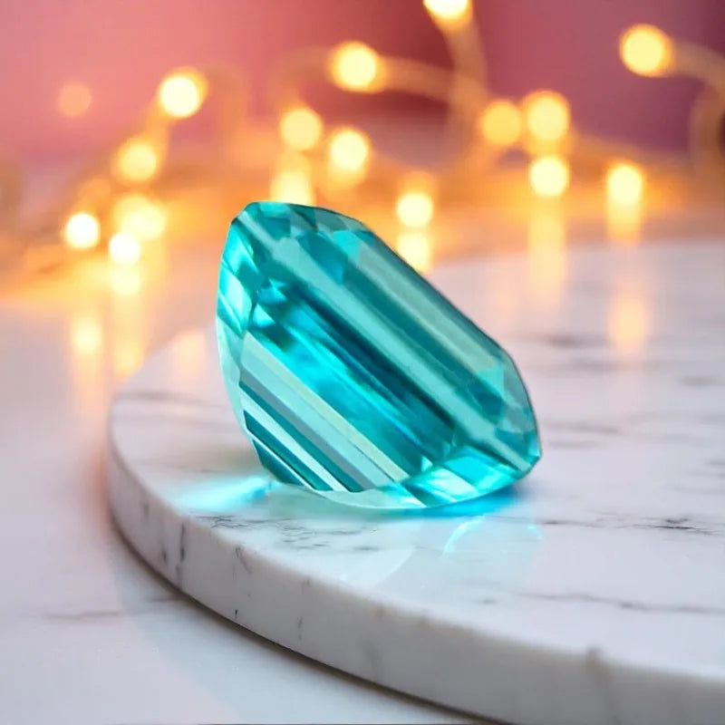 Lab Grown Paraiba Asscher Cut Charms Gemstone Extremely Shiny Quality Advanced Jewelry Making Materials AGL Certificate