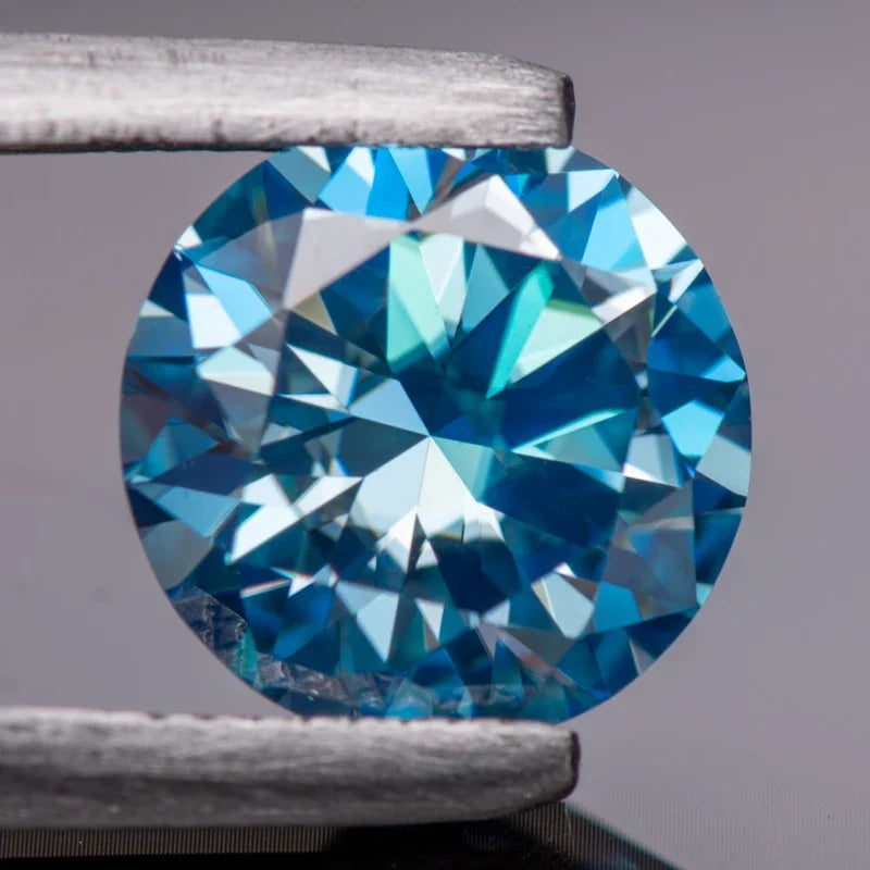 Moissanite Sea Blue Color Round Cut Wholesale Gemstones Lab Created Diamond Jewelry Making Materials with GRA Certificate
