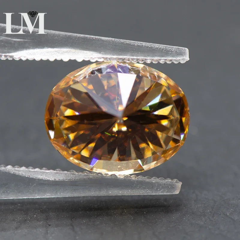 Moissanite Stone Champagne Color Oval Cut Synthetic Lab Created Gemstone Diamond Jewelry Making Materials with GRA Certificate