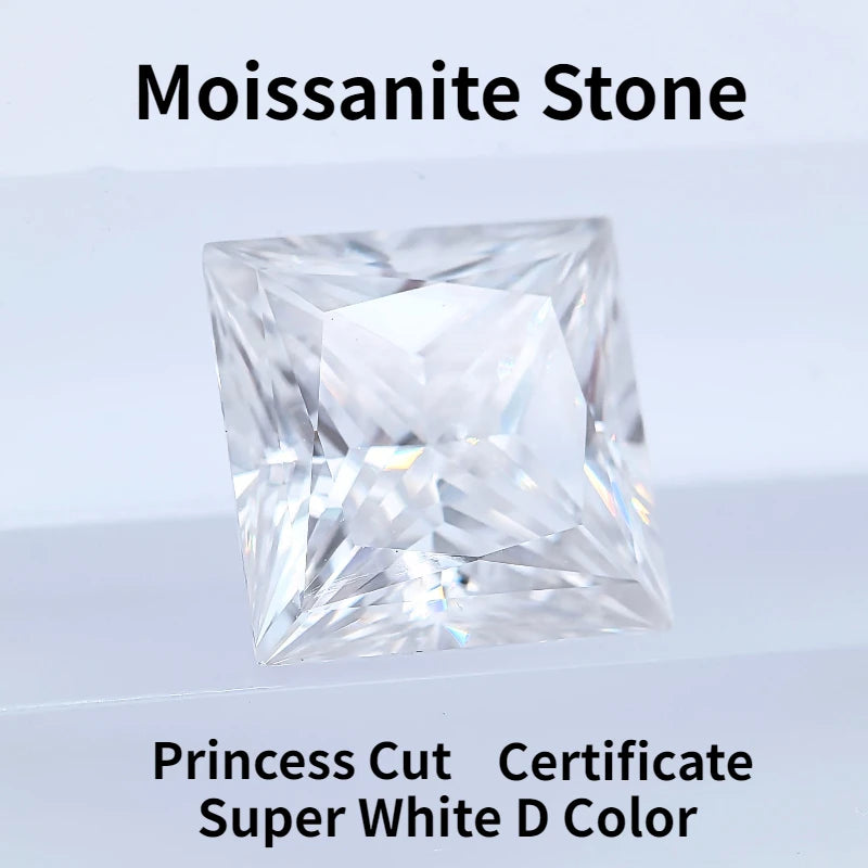 Wholesale Moissanite Stone Princess Cut Super White D Color VVS1 DIY Charms Ring Necklace Earrings with Certificate