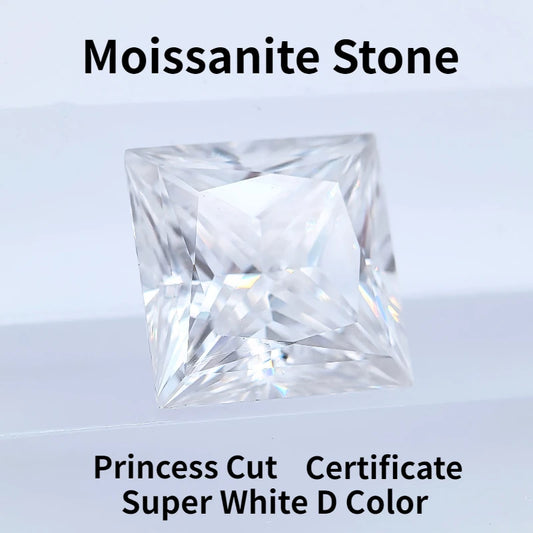 Wholesale Moissanite Stone Princess Cut Super White D Color VVS1 DIY Charms Ring Necklace Earrings with Certificate