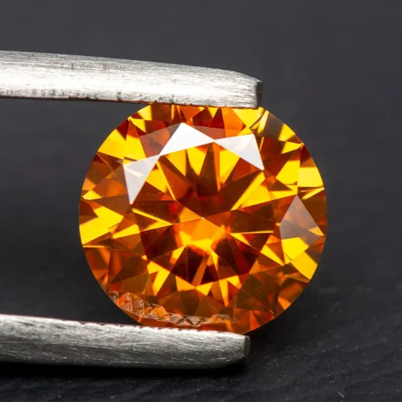 Moissanite Orange Colored Round Cut VVS1 Passed Diamond Tested Gemstone Loose Stone Jewelry Making Wholesale with GRA