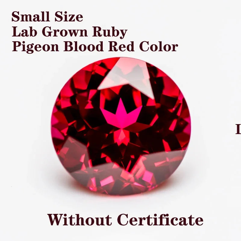 Lab Grown Ruby Pigeon Blood Red Color Round Shaped Small Size Charm Gemstone Advanced Jewelry Rings Earrings Making